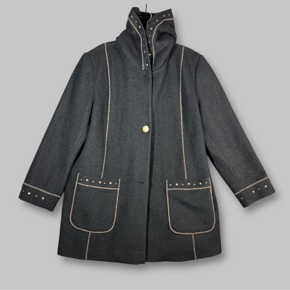 Vintage Wool Novelti Adorable Junior Gothic Grunge Woman Coat Size 2X - Picture 1 of 16